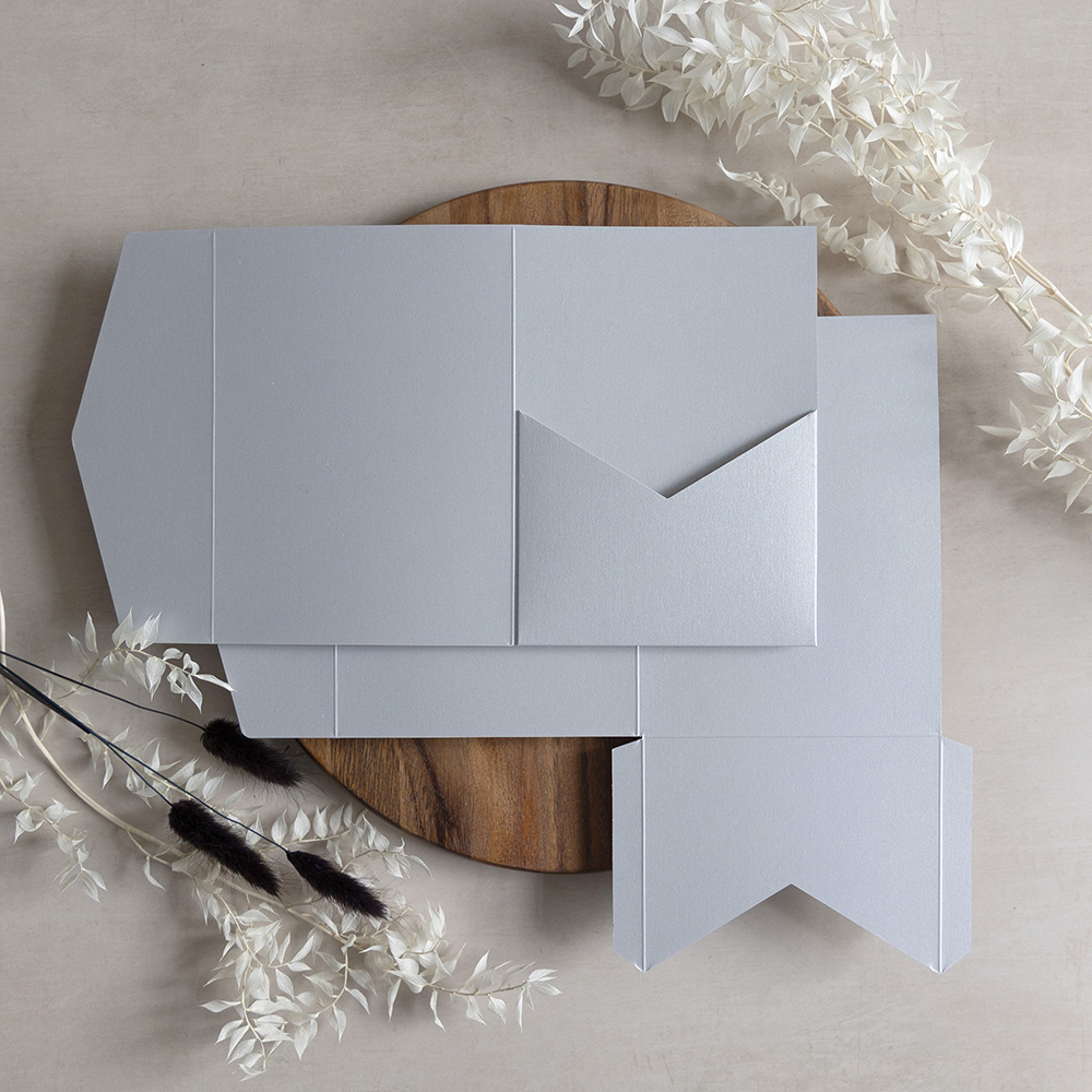 DIY Pearlescent Silver Pocketfold Envelopes 5x7"